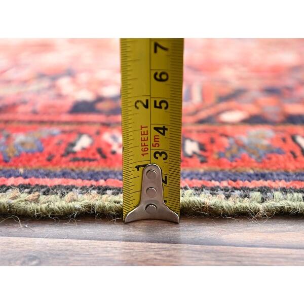 Shahbanu Rugs Rosewood Red Pure Wool Hand Knotted Vintage Persian Heriz